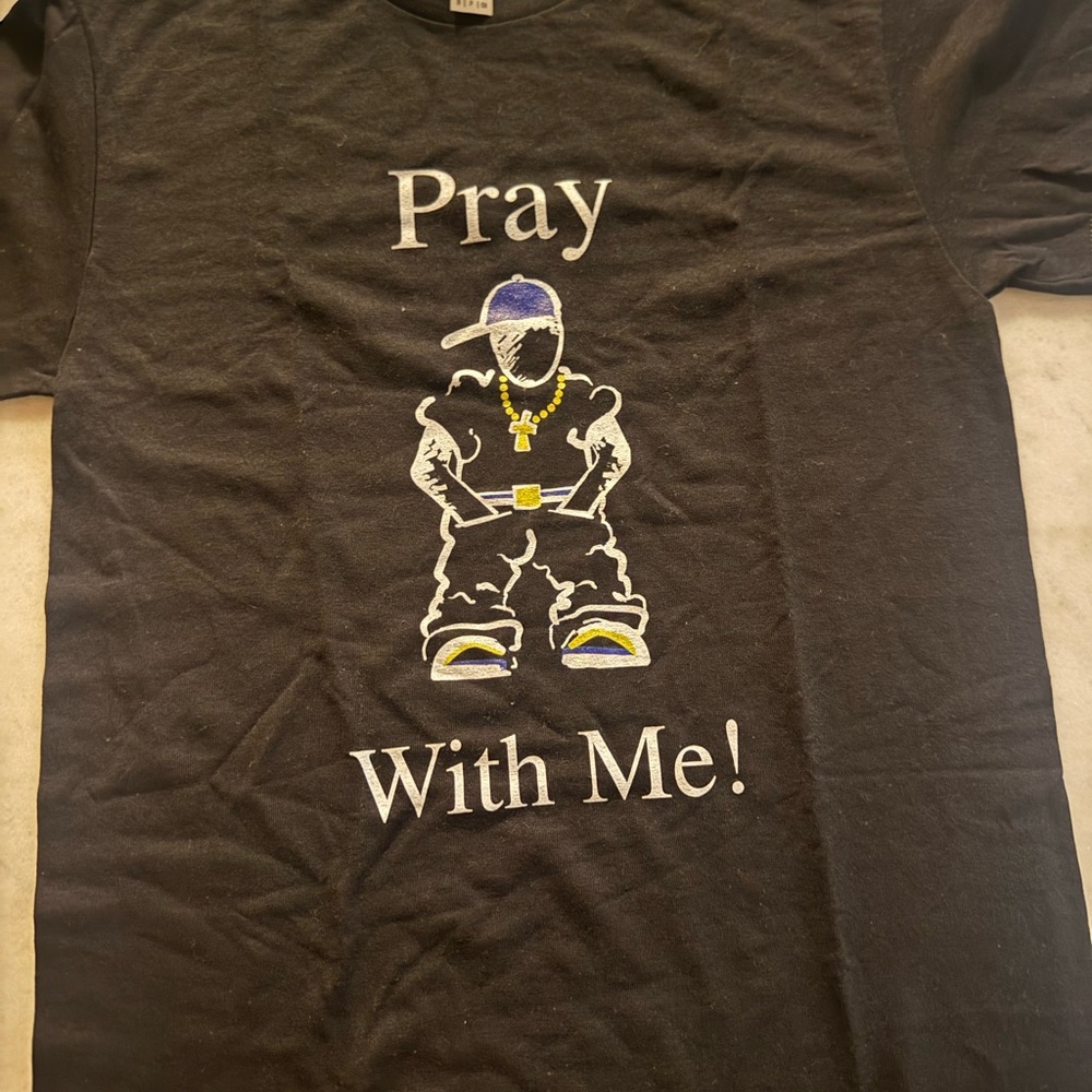 Black Graphic Tee with Pray With Me Design